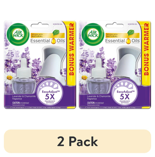 (2 Pack)  Plug-In Scented Oil Air Freshener Warmer Starter Kit, Lavender and Chamomile, 2 Piece