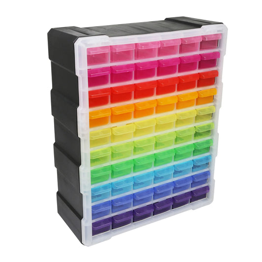 60 Drawer Organizer, Multicolor, Multi-Purpose Plastic Cabinet - Small Parts Storage