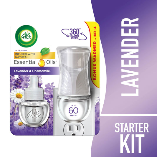 (2 Pack)  Plug-In Scented Oil Air Freshener Warmer Starter Kit, Lavender and Chamomile, 2 Piece