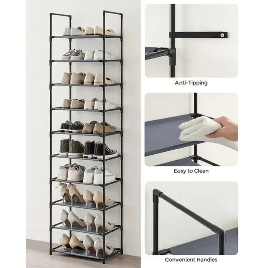 10 Tier Standing Shoe Shelf High-Capacity and Simple Shoe Cabinet save Space Household Rack Student Dormitory Storage Cabinets